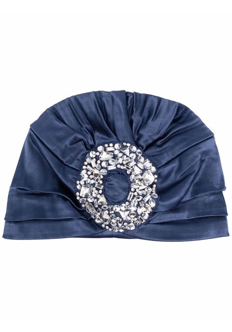 Navy blue bengala crystal-embellished turban - women  MARYJANE CLAVEROL | 0140021009NVYPNY